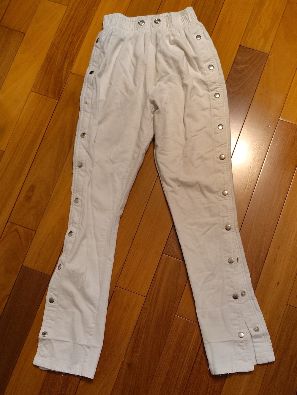 Women's White Side Button Pants